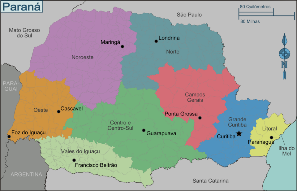 Mapa das regiões do Paraná